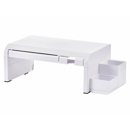 BOSTITCH Konnect Adjustable Monitor Riser with Drawer, Cell Phone Stand & Pencil Holder, White KT2-STANDXKIT-WHT